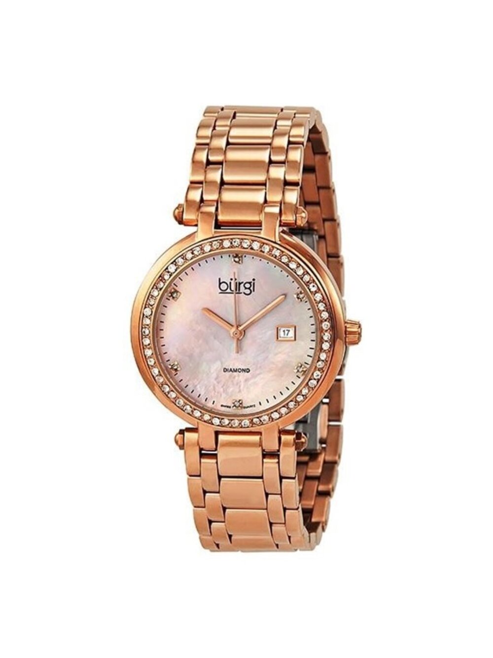NWT Burgi Quartz Rose Gold-tone Diamond Bracelet Ladies Watch